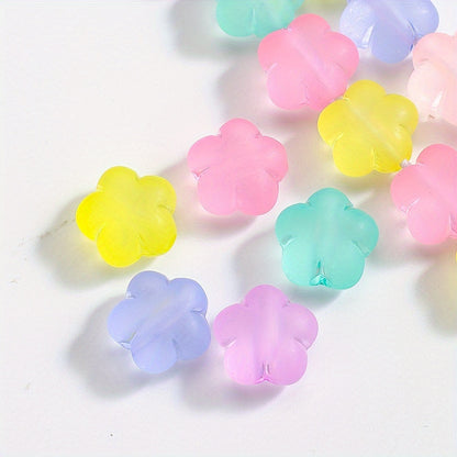 50pcs/lot Mixed Color Flower Acrylic Frosted Beads