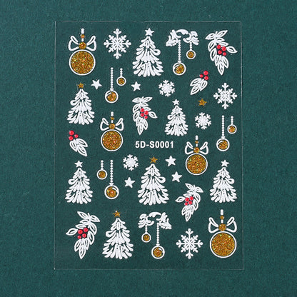 Christmas 5D Embossed Nail Art Stickers
