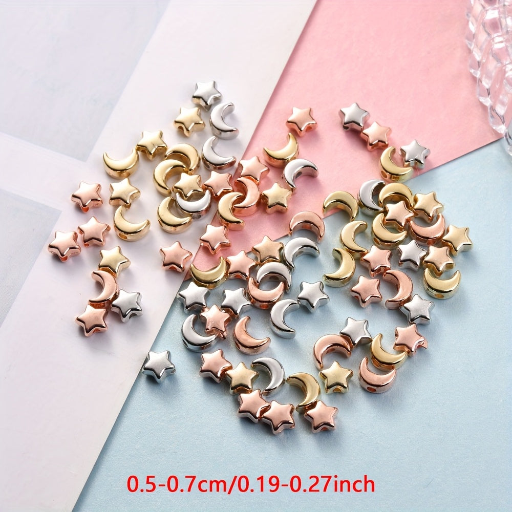 100-Piece 5-7 mm Mixed Star, Moon & Heart Spacer Beads