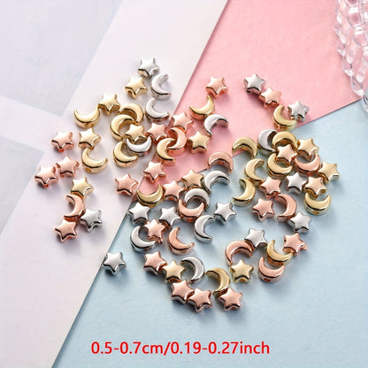 100-Piece 5-7 mm Mixed Star, Moon & Heart Spacer Beads