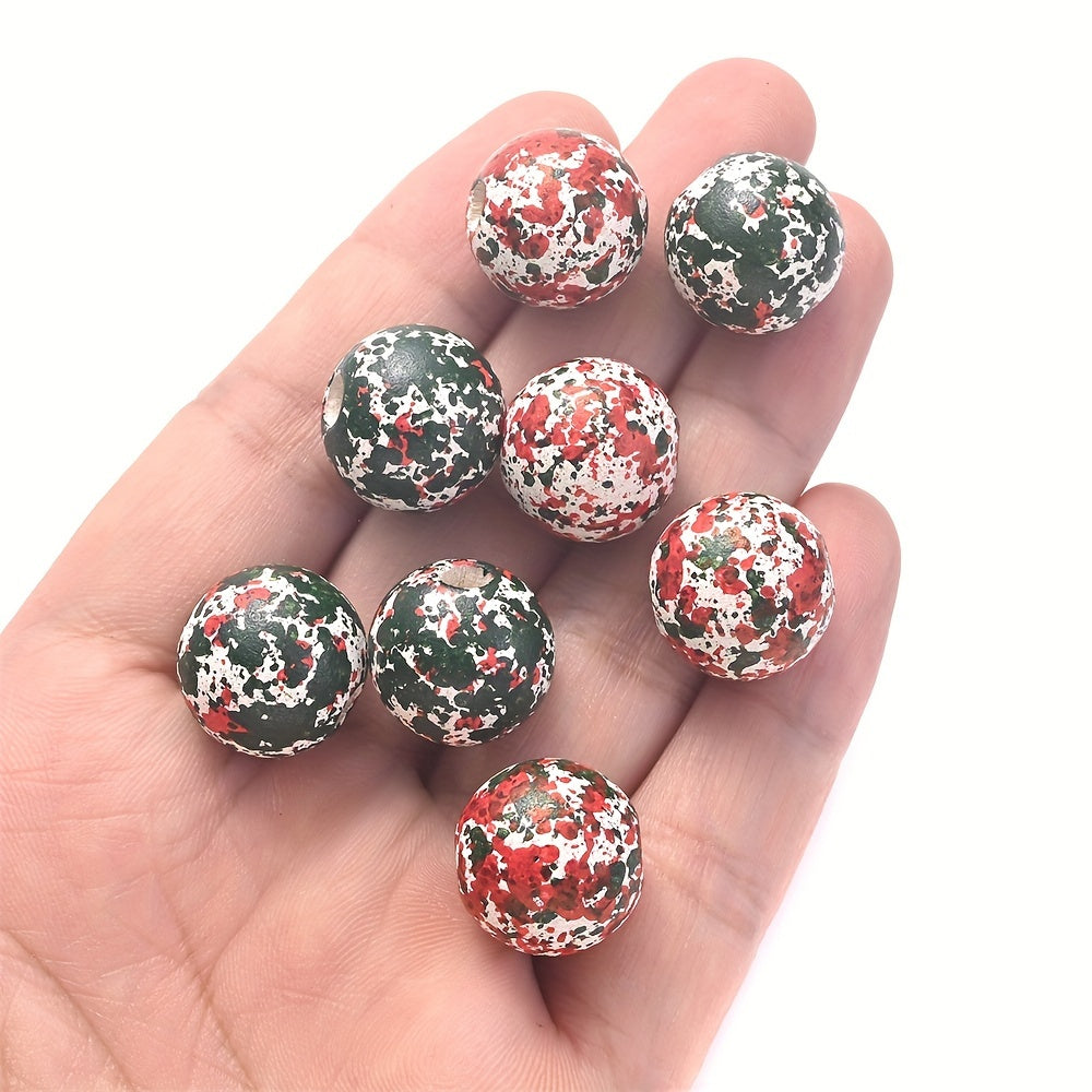 10PCS 16mm Red & Green Wooden Bead Set