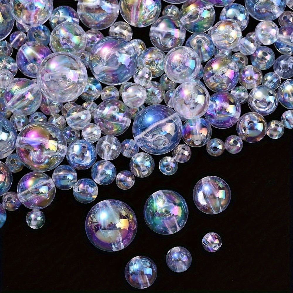 50/200pcs 6/8/10mm Transparent AB Plated Acrylic Round Beads