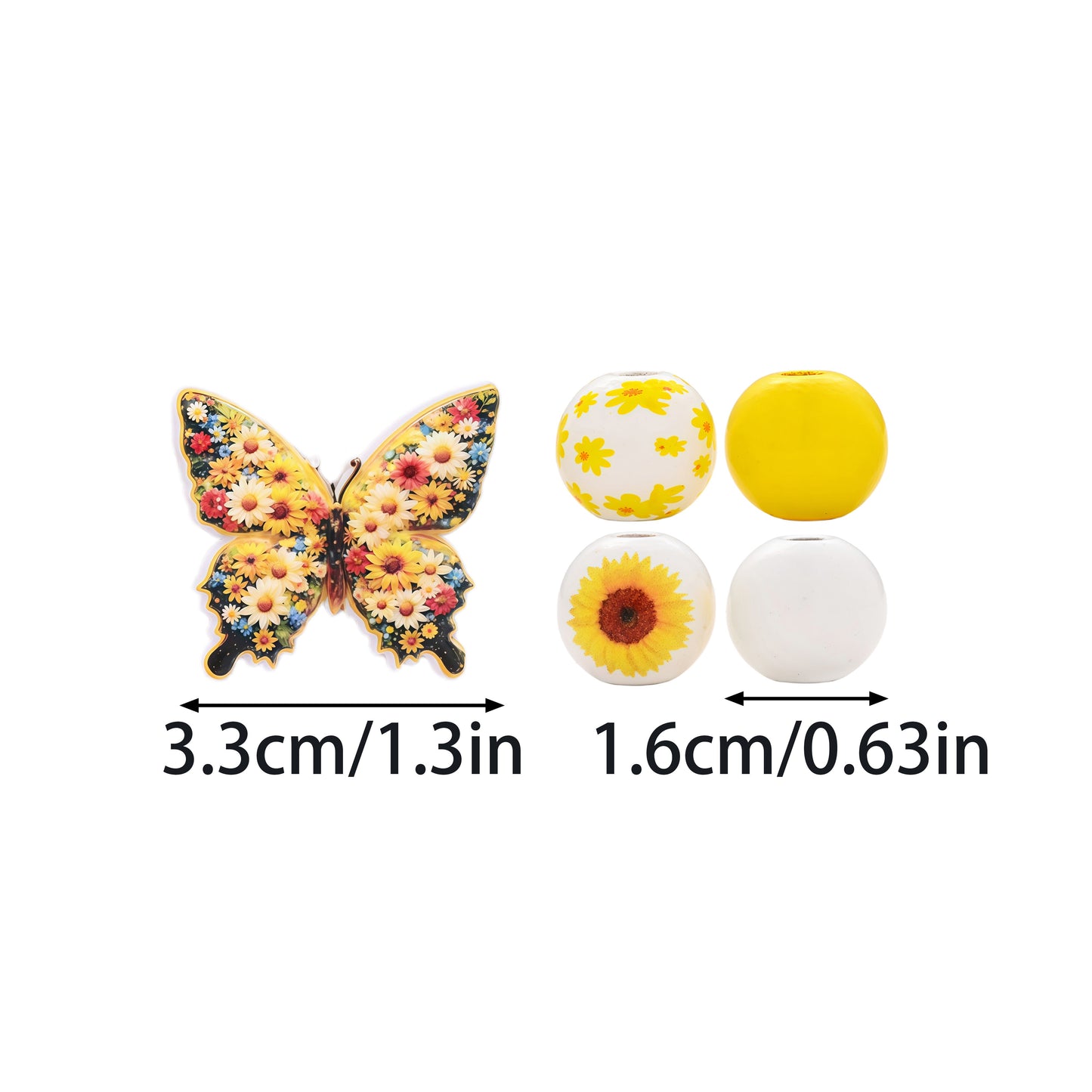 45-Piece Butterfly and Sunflower Bead Set