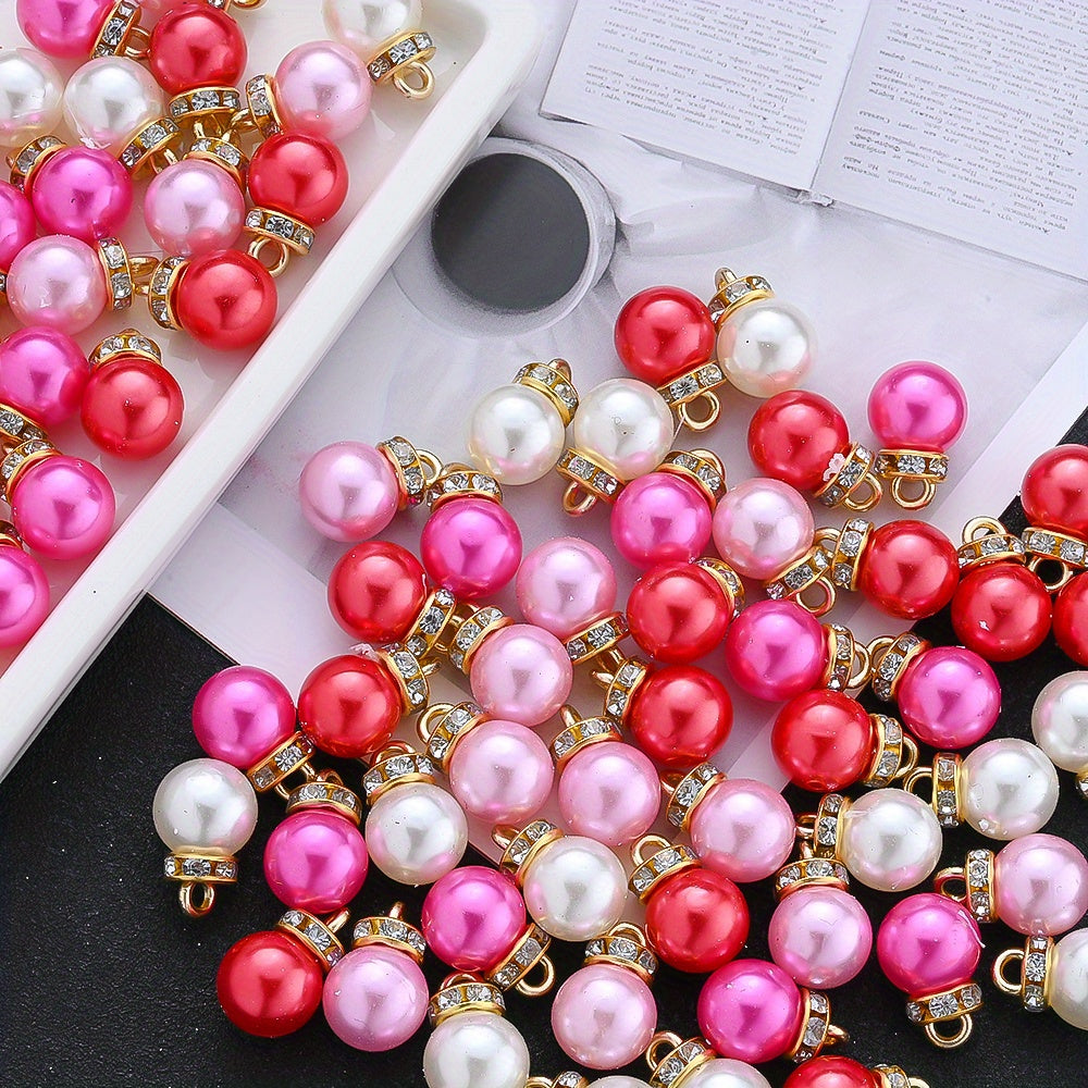 Pink Artificial Pearl Round Pendants