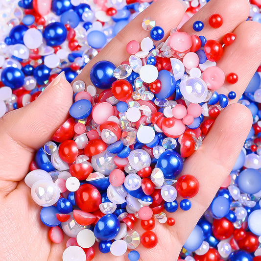 Red Blue White Acrylic Beads