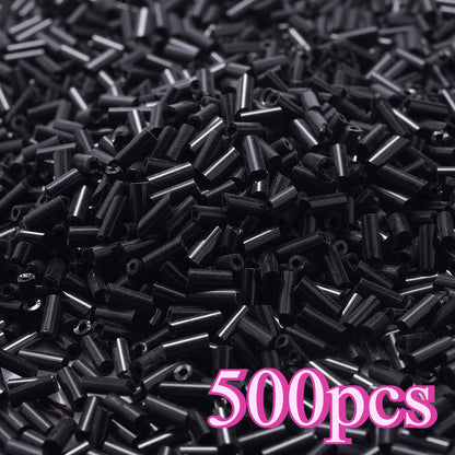 500-Piece 2x4 mm Multicolor Glass Tube Beads