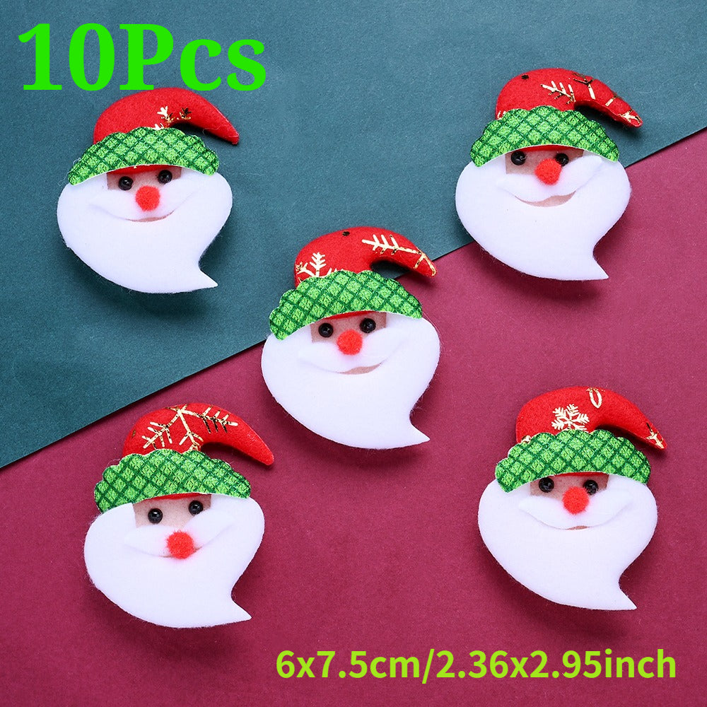 10PCS Christmas Santa Claus & Reindeer Embroidered Patch Set