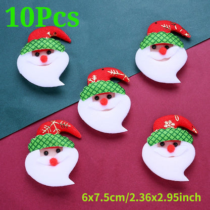 10PCS Christmas Santa Claus & Reindeer Embroidered Patch Set