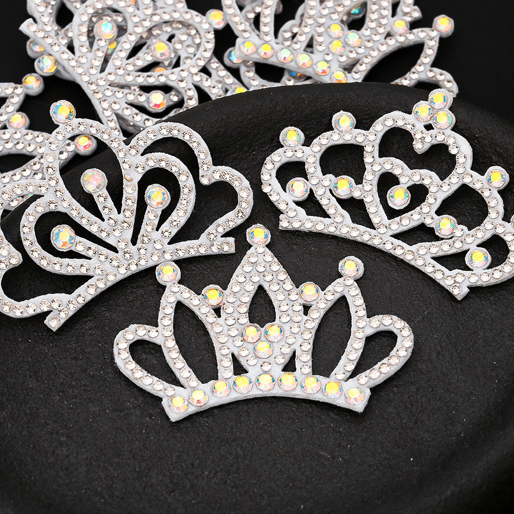 15-Piece White Padded Crown Rhinestone Patches