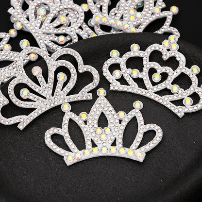 15-Piece White Padded Crown Rhinestone Patches