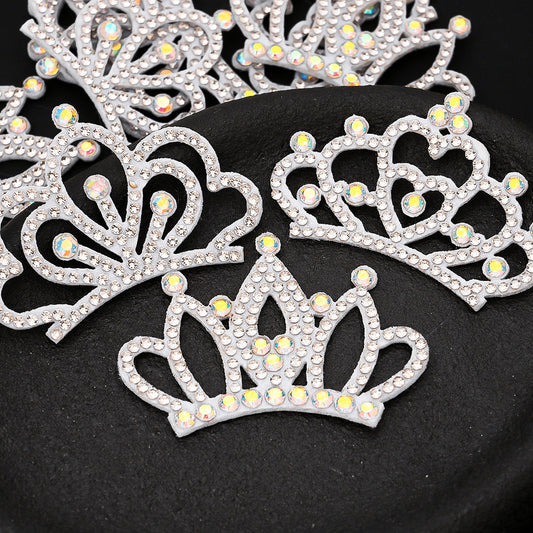 15-Piece White Padded Crown Rhinestone Patches