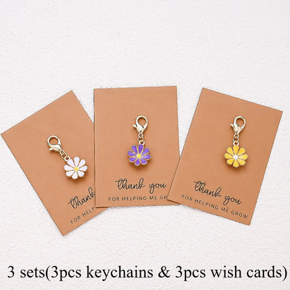 Alloy Flower Keychain Set