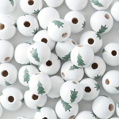 Christmas Wooden Tree Pattern Beads