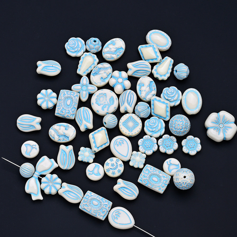 30g/bag Beige Blue Acrylic Decoration Beads