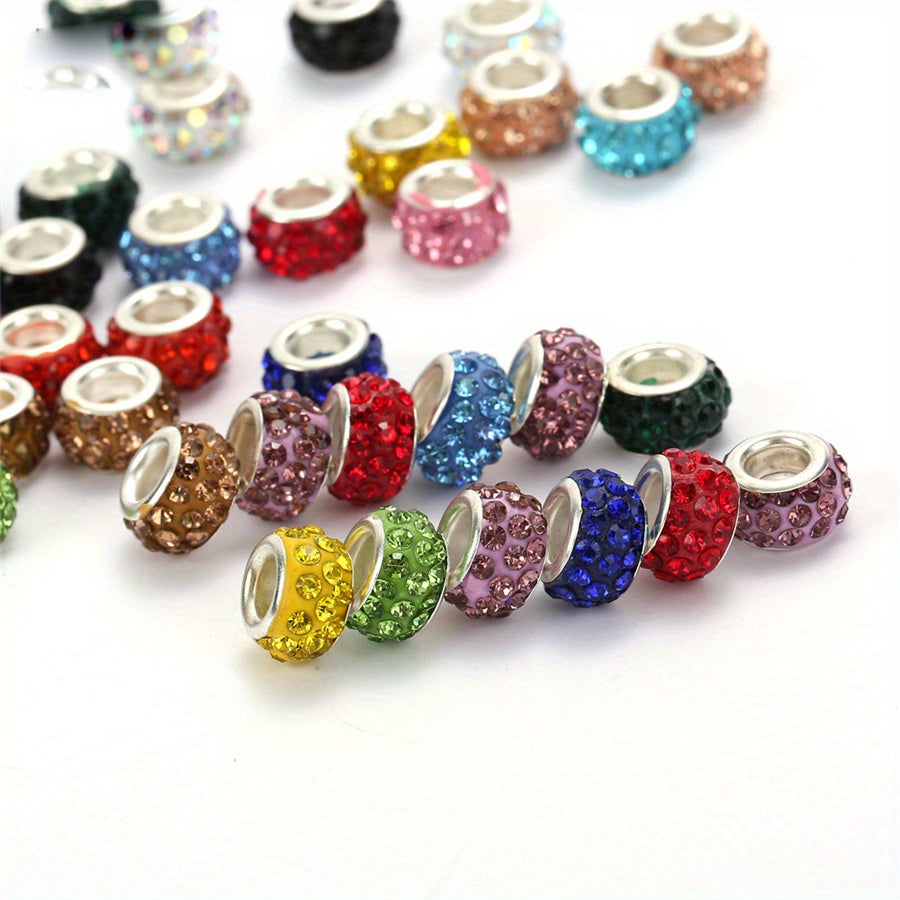 10pcs/lot Colorful European Style Rhinestone Spacer Beads