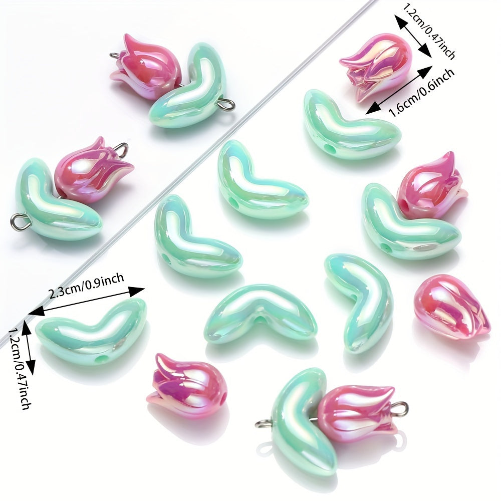 20PCS Pink Tulip Acrylic Bead Set