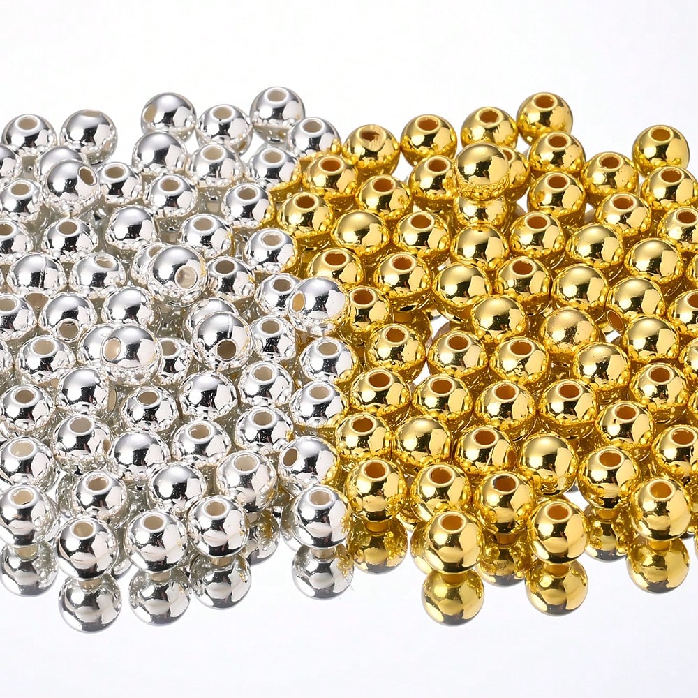 400pcs 6mm Golden Silvery Round CCB Spacer Beads