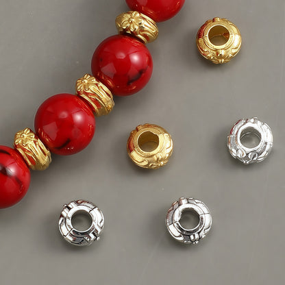50pcs/set Pattern Engraved Golden & Silvery Spacer Beads