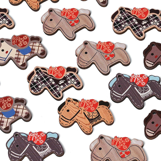 Lucky Horse Wooden Pendants