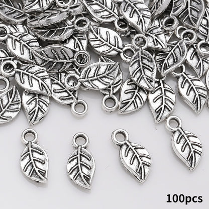 Golden Leaf Alloy Pendant Charms