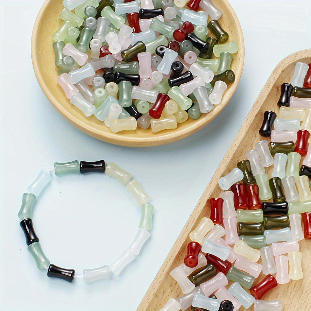 200pcs 6x12mm Glass Bamboo Tube Beads