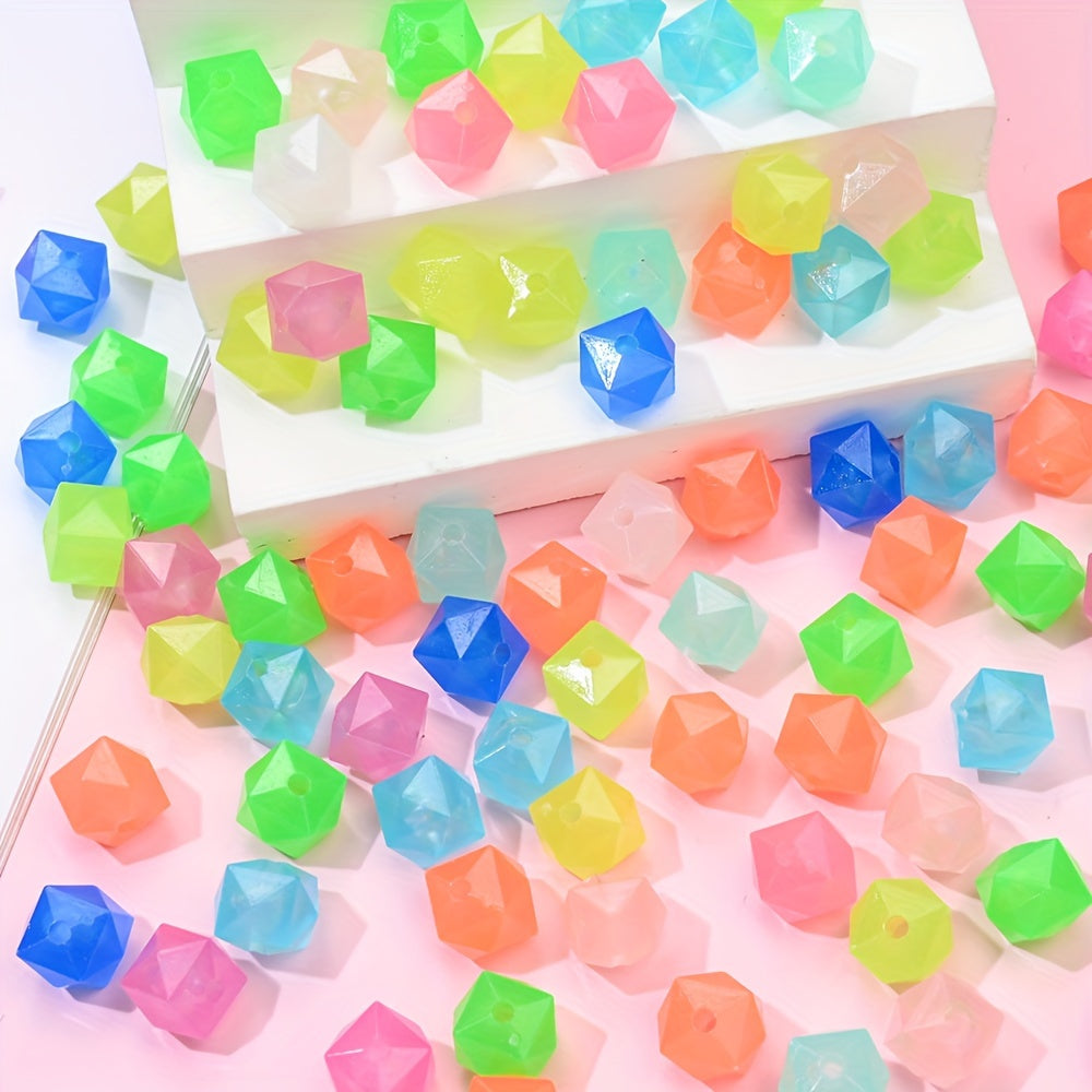 100PCS 8×10mm Luminous Square Acrylic Bead Set