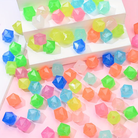 100PCS 8×10mm Luminous Square Acrylic Bead Set