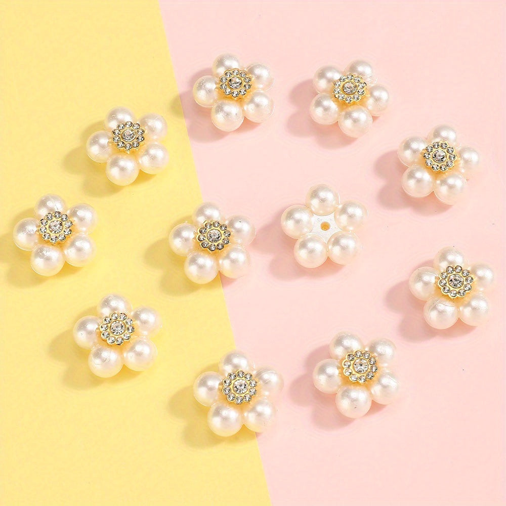 20pcs Acrylic Five Flower Rhinestone Decorative Beads