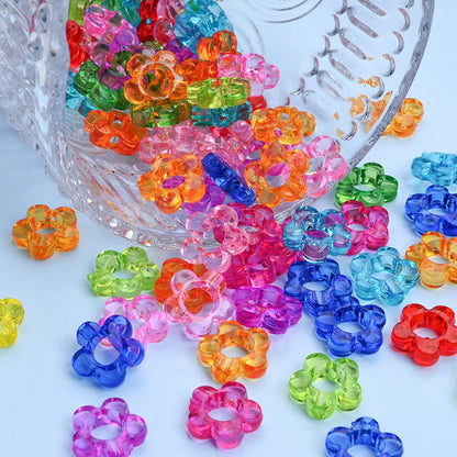 100pcs 13mm Translucent Flower Acrylic Beads