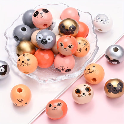Animal Pattern Wooden Beads