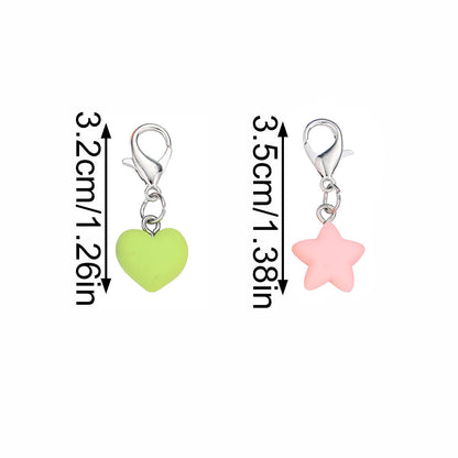 24PCS Multicolor Resin Heart & Star Mini Keychain Set