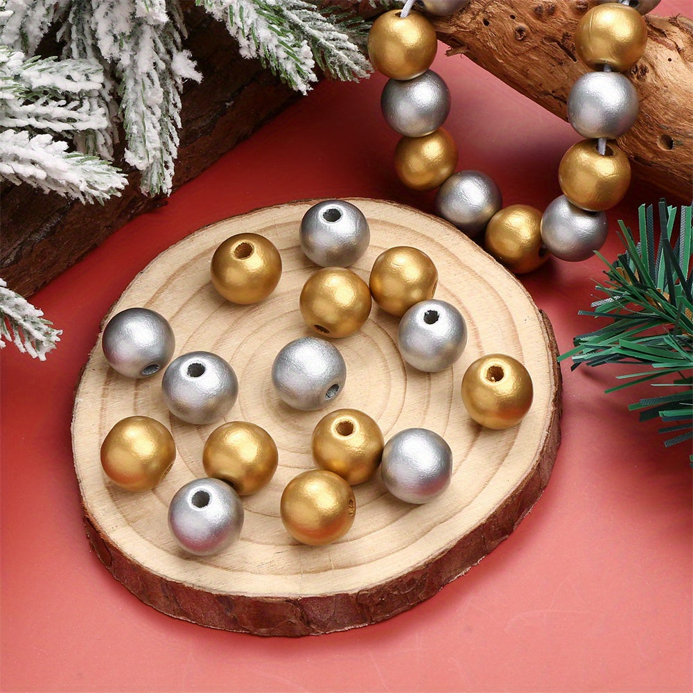 20pcs Christmas Wooden Round Beads