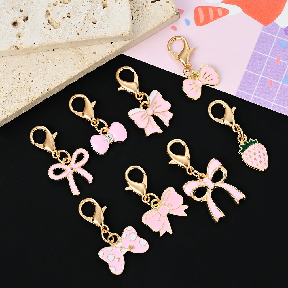 Pink Bow Enamel Pendant Charms