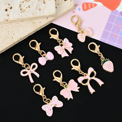 Pink Bow Enamel Pendant Charms