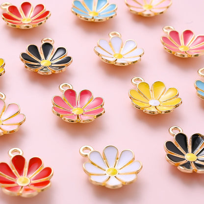 Color Block Daisy Enamel Charms