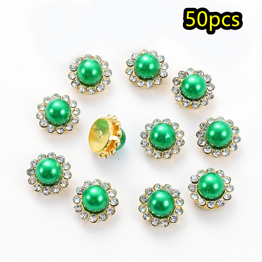Flower Rhinestone Pearl Cabochons
