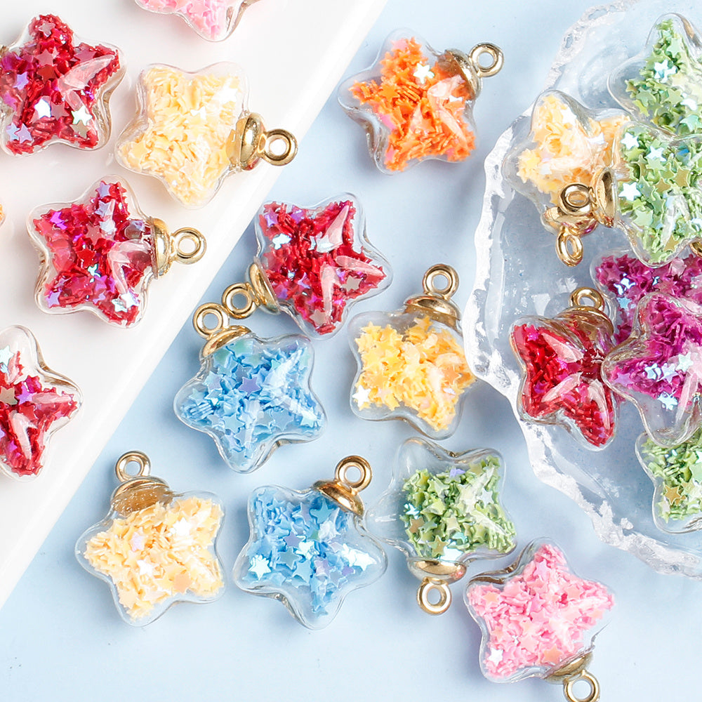 Sparkling Star Glass Pendant Charms