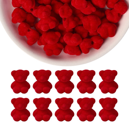 Resin Flocked Bowknot Beads