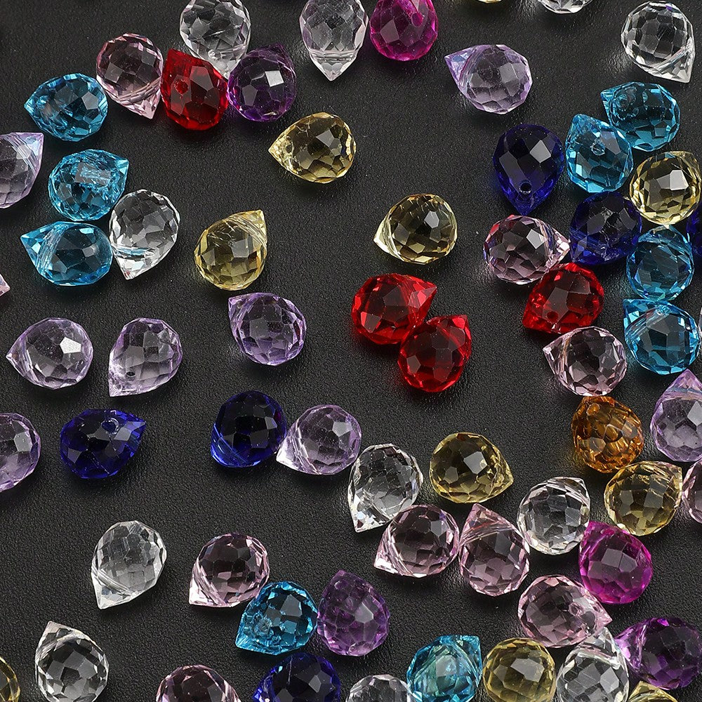 40/80/200pcs 8x10mm Multi-Faceted Transparent Glass Beads