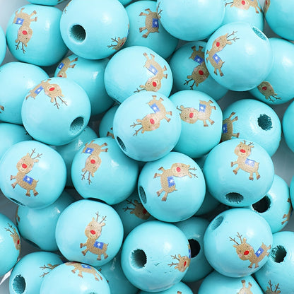 Christmas Wooden Pattern Beads