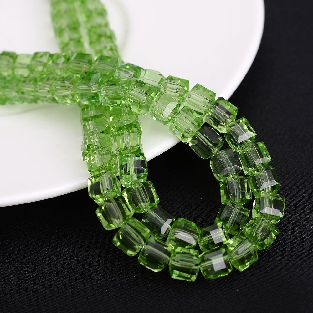 4mm Square Multi-faceted Czech Glass Cube Beads