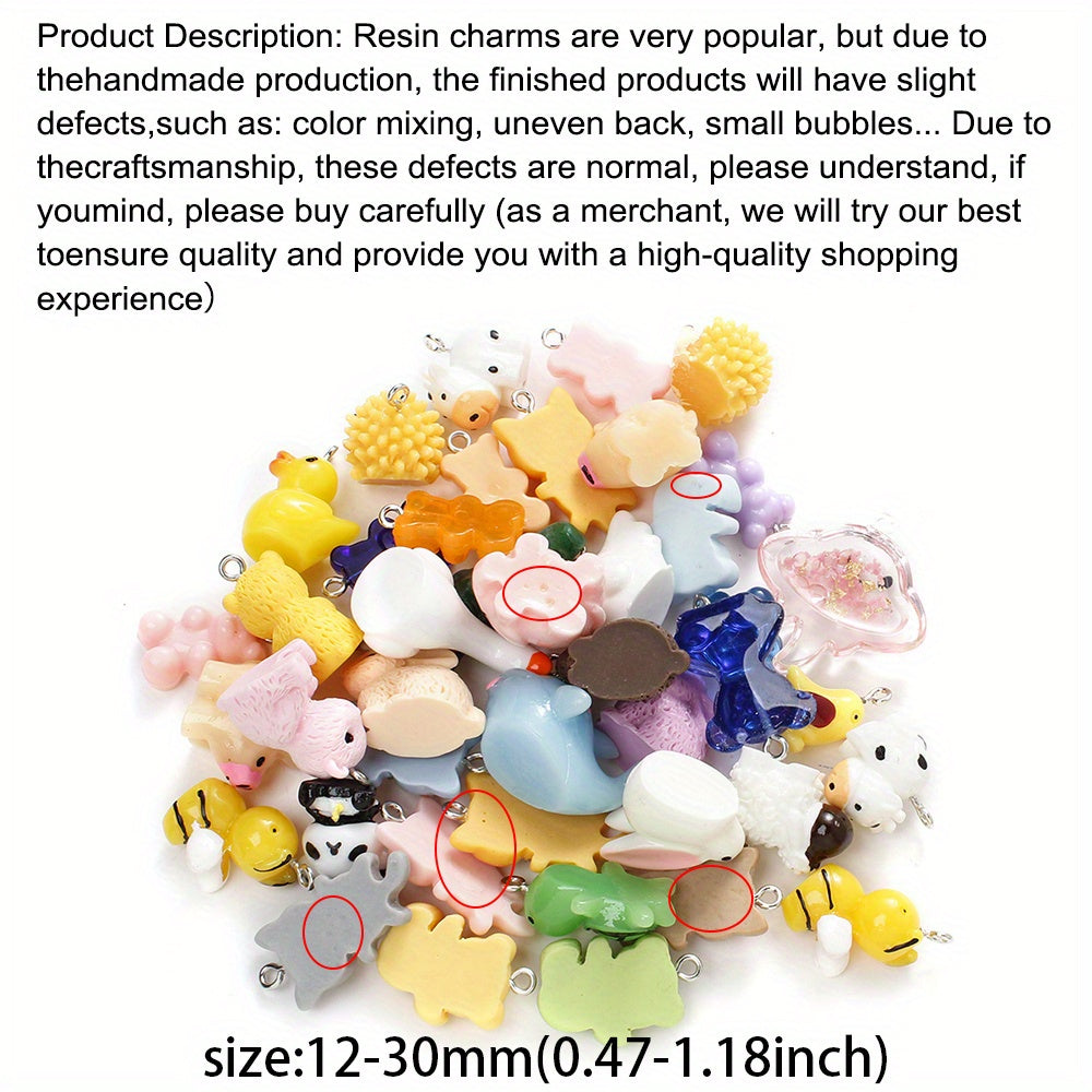 30-Piece Mixed Animal Resin Charms