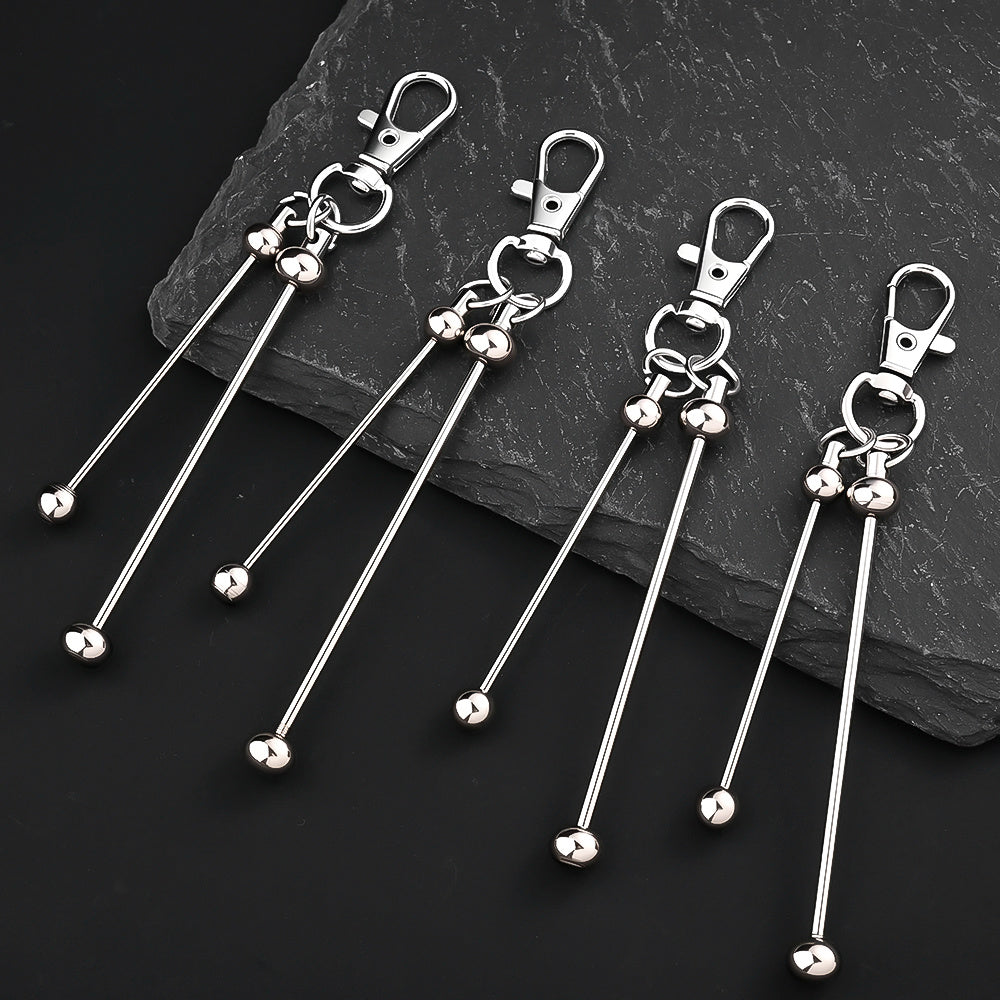Silvery Beaded Keychain Set