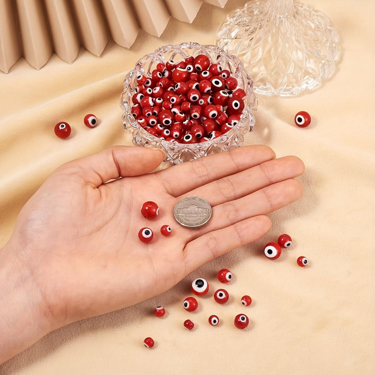 Red Evil Eye Glass Beads