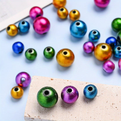 50/100/200pcs 8/10/12mm Colorful Round Acrylic Glossy Beads