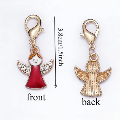 12PCS Red Angel Enamel Rhinestone Keychain Set