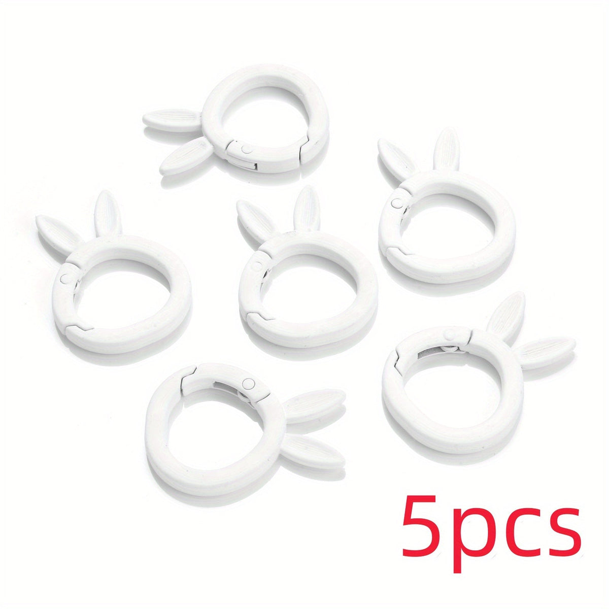 5-Piece 37x27 mm Rabbit Ear Shape Metal Keychain Hooks