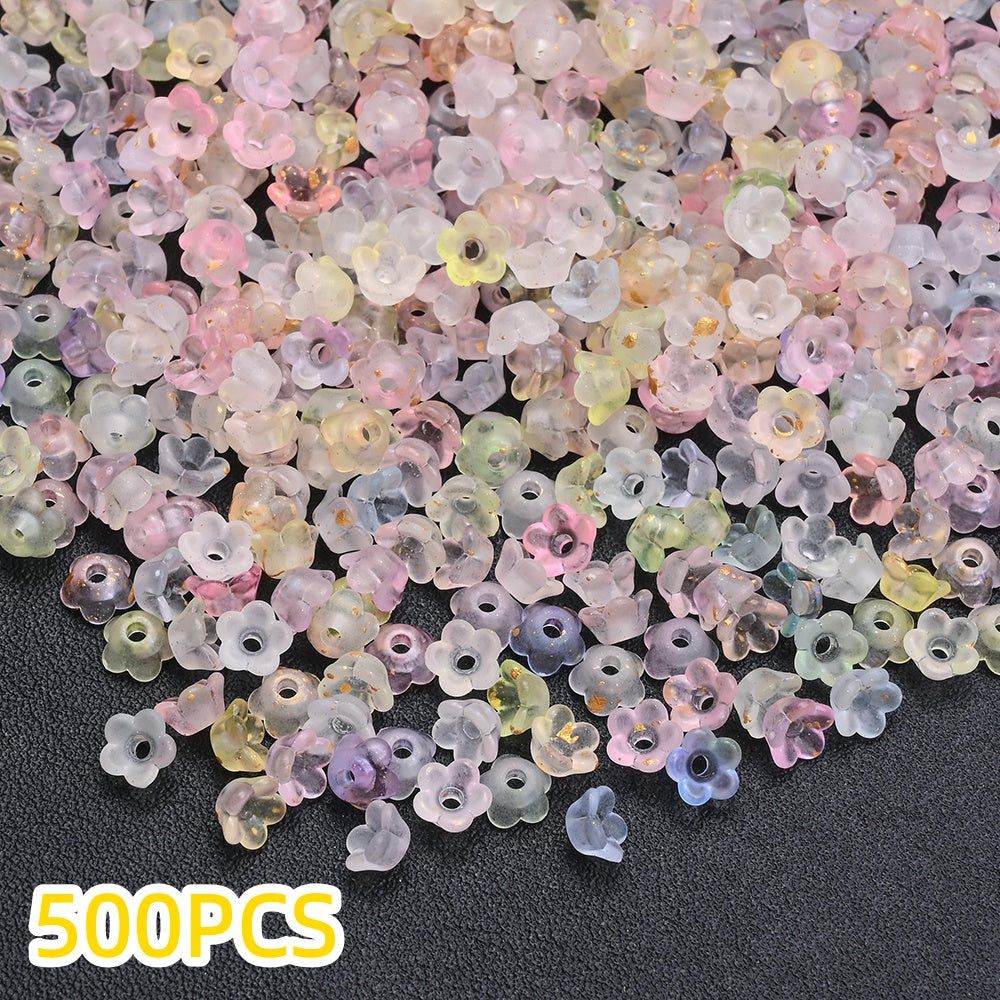 500pcs 3x6mm Lily of the Valley Acrylic Flower Cap Beads