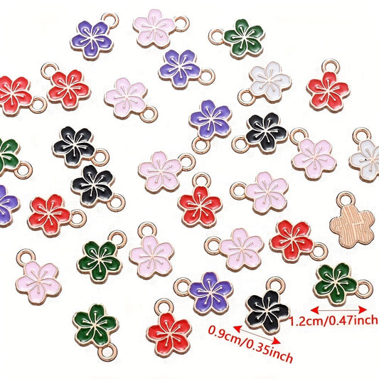 9x12 mm Colorful Five-Petal Flower Alloy Pendants