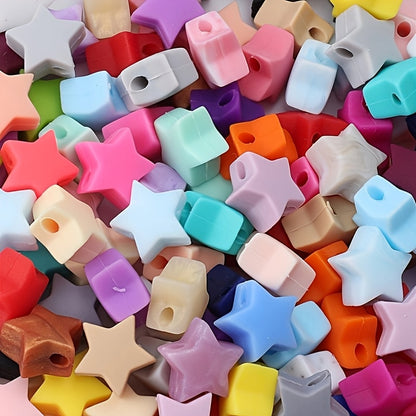 10pcs/set Multicolor Star Silicone Focal Beads